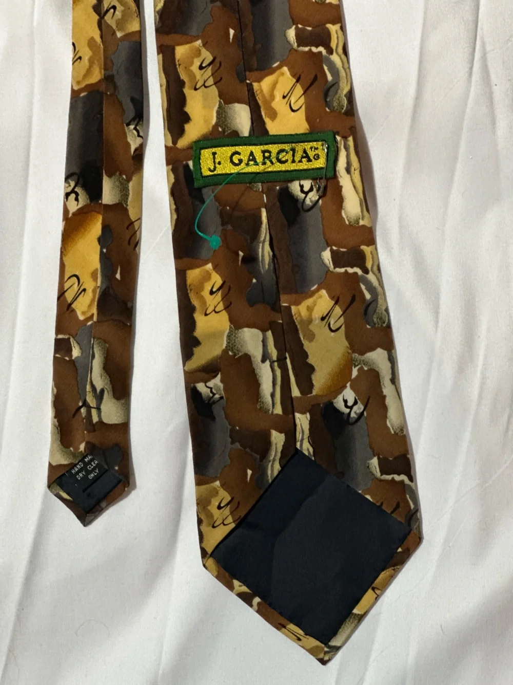 J. Garcia Gold, Brown and Tan Geometric Pattern Men’s Tie
